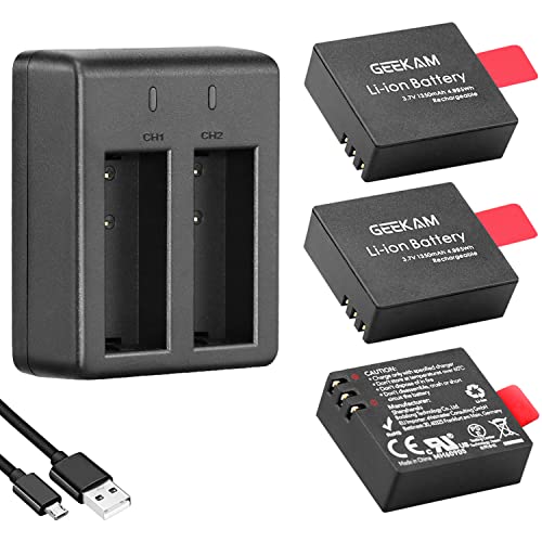 3-Pack Action Camera Battery Pack with USB Dual Charger