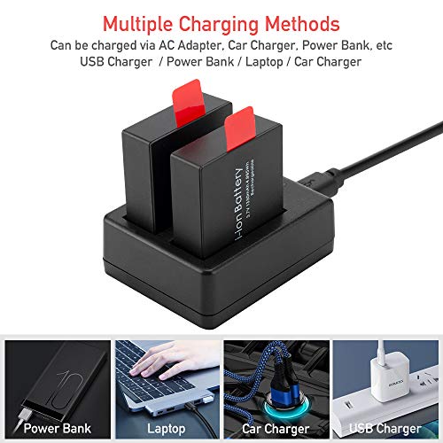 3-Pack Action Camera Battery Pack with USB Dual Charger