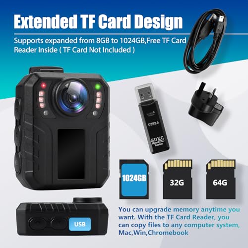 SpikeCam Body Camera: 10hr Battery, Audio, Night Vision