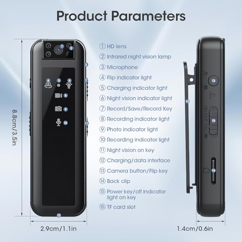 WAKERUG Mini Body Camera: 1080P HD, 64GB