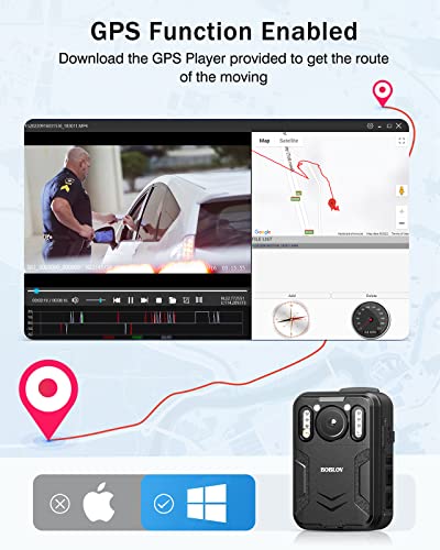 BOBLOV B4K2 GPS 128GB Body Cam - 14-16 hours Recording