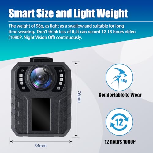 SpikeCam Body Camera: 10hr Battery, Audio, Night Vision