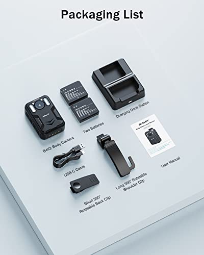 BOBLOV B4K2 GPS 128GB Body Cam - 14-16 hours Recording