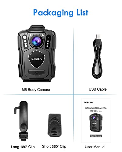 BOBLOV M5 2K Body Camera - High Definition, Police-Grade