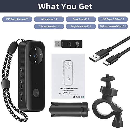 SPIKECAM Small WiFi Body Cam - 1080P Audio/Video