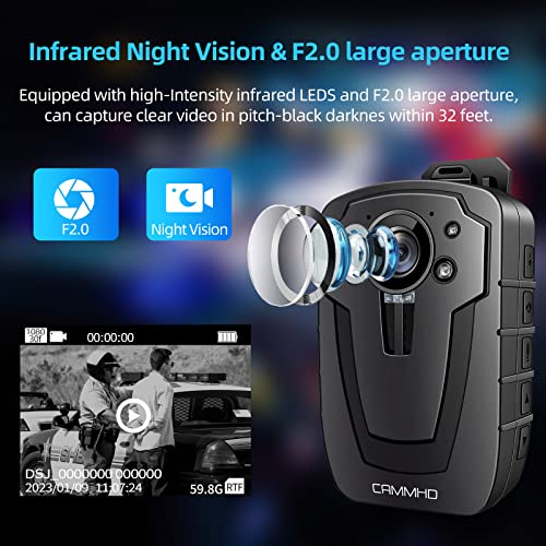 Body Camera with Audio and Video, 1296P, 12 Hours