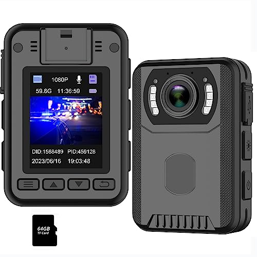 1080P Body Mounted Camera, 64GB, Night Vision, Law Enforcement
