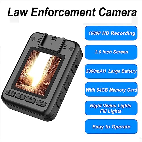 1080P Body Mounted Camera, 64GB, Night Vision, Law Enforcement