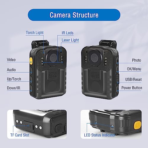 1296P HD Body Camera, Night Vision, Extended Memory