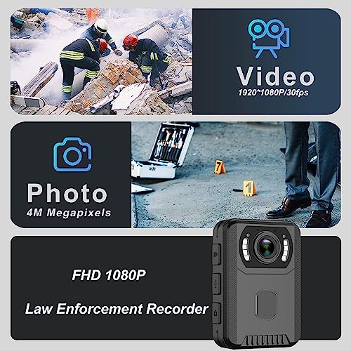 1080P Body Mounted Camera, 64GB, Night Vision, Law Enforcement