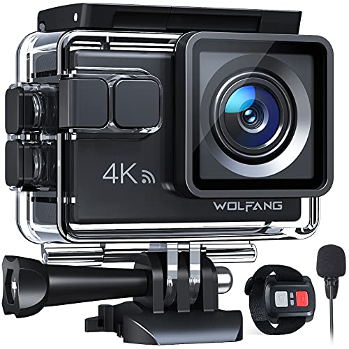 WOLFANG 4K Action Camera with Mic and Remote