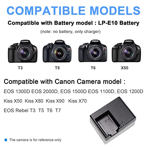 Canon LP-E10 Battery Charger for EOS Rebel T7 T6 T5 T3 4000D 3000D