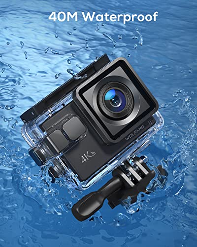 WOLFANG 4K Action Camera with Mic and Remote