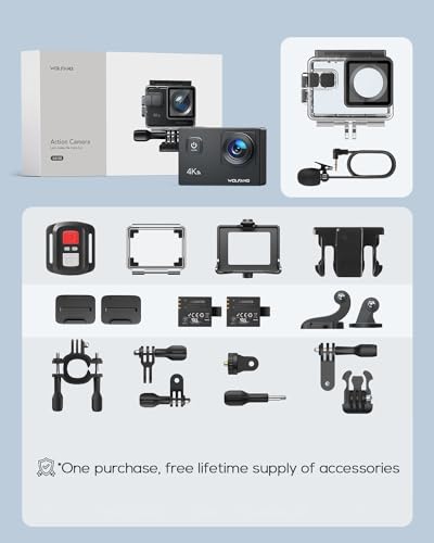WOLFANG 4K Action Camera with Mic and Remote