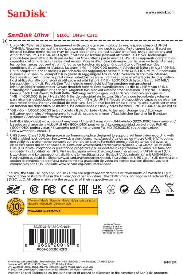SanDisk 128GB Ultra SDXC Card - A1 App Performance