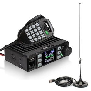 Retevis RA25 Dual Band Mobile Radio, Mini Mobile Transceiver with MR100 High Gain Antenna, 500 Channels, FM Radio, Emergency Alarm, VOX, Long Range Mobile Two Way Radio for Traveling Farm