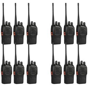 12 Pack Baofeng Bf-888S Walkie Talkies for Adults Long Range Handheld Two-Way Radios Rechargeable with Earpiece Mic,16 Channel Walky Talky with Flashlight for Team, School, Hunting, Skiing