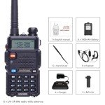Baofeng UV-5R 8W Ham Radio Handheld Dual Band 2 Way Radio Long Range Walkie Talkies Pack of 6 for Hiking Camping Hunting Skiing Trip(Black)