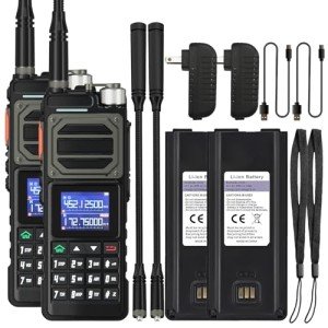 2 Pack BAOFENG UV-25 Walkie Talkie Tri-Band Wireless 10W Frequency Copy USB-C Charger Goose Tube Gain Antenna Powerful Long Range Ham Radios