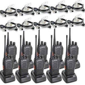 BAOFENG BF-888S Two Way Radio Long Range 16 CH Baofeng Radio and Tenway Covert Air Acoustic Tube Earpiece (Pack of 10)