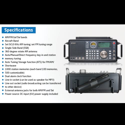 Eton Elite 750: Classic AM/FM/LW/VHF Radio, SSB, 1000 Channels