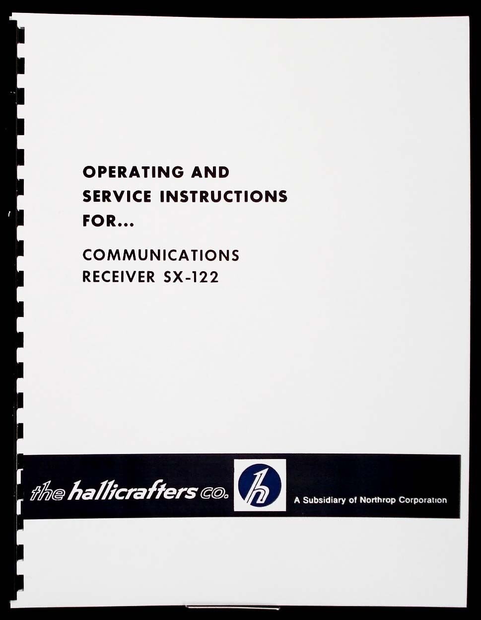 Hallicrafters SX-122 SX122 Communications Receiver Operating Service Instruction