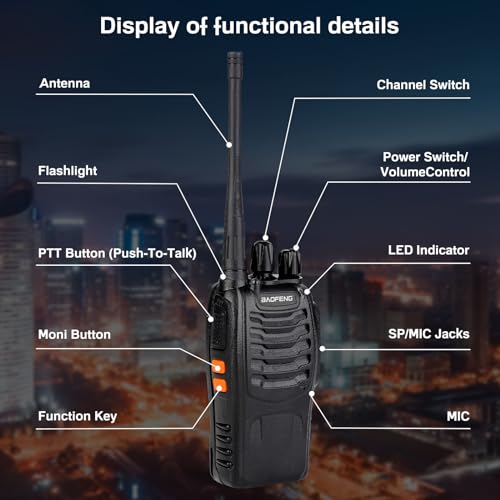 Baofeng 888S Walkie Talkies with Earpieces, Long Range