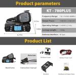 KT-980Plus Mobile Radio 50W Dual Band Car Walkie Talkie 75W High Power Transceiver VHF/UHF 144-148/420-450MHz Two Way Radio
