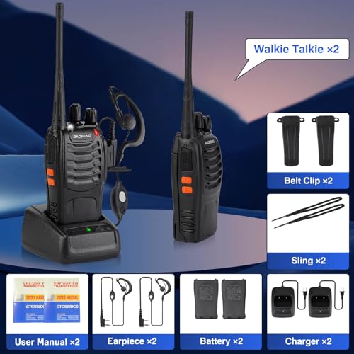 Baofeng 888S Walkie Talkies with Earpieces, Long Range