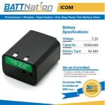 7.2V 1650mAh NiMh battery for Icom BP-82, BP-83, BP-83A, BP-84, BP-84M