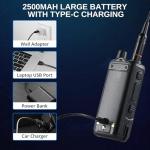 Radioddity GM-30 Plus GMRS Handheld Radio, GMRS Repeater Capable, Long Range NOAA/UHF/VHF/Airband Scanner & Receiver with 1000 Channels, GPS Tracking, 2500mAh Battery USB-C Charging, 1 Pack