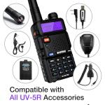 BAOFENG UV-5G PRO GMRS Handheld Radio, 5W NOAA/UHF/VHF/Airband Scanner & Receiver, GMRS Repeater Capable, Long Range Rechargeable Two Way Radio, for Adults, Support Chirp Programming