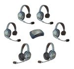 Eartec HUB624 UltraLITE Wireless System 2 Way Radio License-Free for 6 Users - 1 HUB Full Duplex Transceiver Base Station, 4-Pack of ULSR Single-Ear DECT Headset, 2-Pack ULDR Dual Ear Remote Headsets