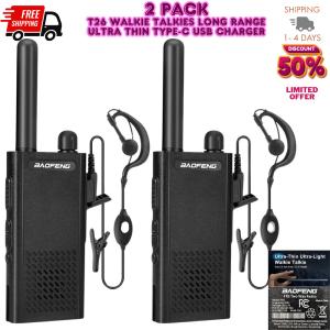 Baofeng T26 Walkie Talkies Long Range, Rechargeable Li-ion Battery 16 FRS Channe