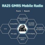 Retevis RA25 GMRS Mobile Radio, 20W Long Range GMRS Radio Mobile Transceiver, 8 Repeater Channel Base Station, Emergency Alarm FM Radio, Mobile Two Way Radio for Farm Overlanding