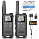 Baofeng F22 Two-Way FRS Radio Walkie Talkie VOX USB-C Flashlight 1400mAh 2 Pack