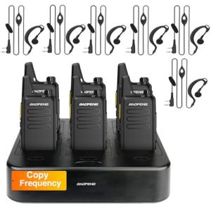 BAOFENG T20D Mini Portable Two Way Radios Long-Range Walkie Talkie Set (6 Pack) with Six Way Charger for Outdoor Adventures and Emergency Communication