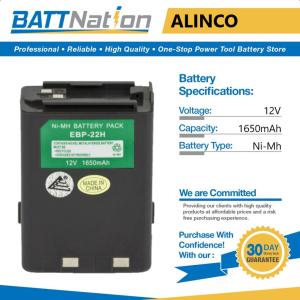 12V 1650mAh NiMh Radio Battery for Alinco EBP-22 EBP-22N EBP-22N EBP-28 EBP-28N