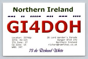 Ham Radio QSL GI4DOH Northern Ireland 2011 Elecraft K3 CW 12m Band
