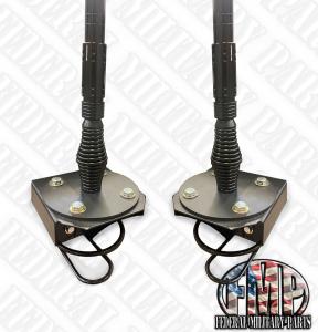 New Twin Military Antenna, Base & Mounting Bracket Kit Not OEM Fits HUMVEE