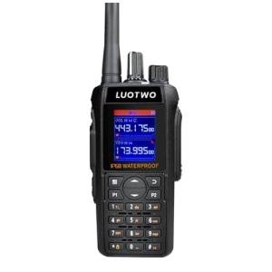 LUOTWO DM668 Two Way Radio PTT Walkie Talkies UHF/VHF Dual Band IP68 Waterproof 16-Mile Long Range Radio NOAA Weather Alerts SOS Alerts Type-C Rechargeable 2500mAh Battery