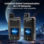 LUOTWO W500 2 Pack Global Walkie Talkie Unlimited Range with SIM Card 4G Walkie Talkie Long Range POC Radio Two Way Radios for Adults LTE 8000mAh Intercom 5000KM