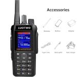 LUOTWO DM668 Two Way Radio PTT Walkie Talkies UHF/VHF Dual Band IP68 Waterproof 16-Mile Long Range Radio NOAA Weather Alerts SOS Alerts Type-C Rechargeable 2500mAh Battery