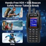 LUOTWO DM668 Two Way Radio PTT Walkie Talkies UHF/VHF Dual Band IP68 Waterproof 16-Mile Long Range Radio NOAA Weather Alerts SOS Alerts Type-C Rechargeable 2500mAh Battery