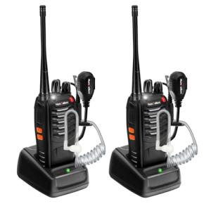 Rechargeable Walkie Talkies Long Range: MaxTalker MT-8S Walkie Talkie with Earpiece, Flashlight, VOX 1500mAh Battery, Walkie Talkies for Adults Business, Hunting Camping Essentials, 2 Pack