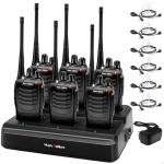 MaxTalker MT-8S Walkie Talkies Long Range for Adults,Rechargeable Walkie Talkie with 6 Way Multi Gang Charger, 1500mAh Li-ion Battery, Earpiece, Flashlight and USB-C Charging (6Pack)