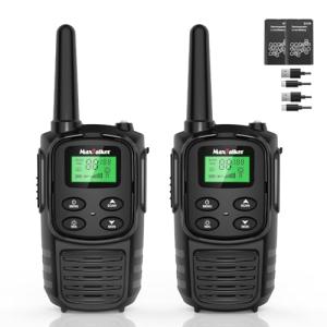 MaxTalker Walkie Talkies Long Range for Adult, MT10 Rechargeable Walkie Talkies FRS Two Way Radio, NOAA, 1200mAh Li-ion Battery USB-C Cable, LED Flashlight, VOX Walkie Talkie for Hiking Camping 2Pack