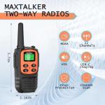 MaxTalker Walkie Talkies for Adults 2 Pack Long Range Rechargeable 2 Way Radios, Hiking Accessories Camping Gear Xmas Gift for Kids with 22 FRS Channel Radios, Lamp,VOX,Li-ion Battery,NOAA