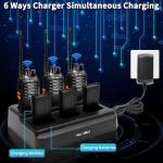 MaxTalker MT-8S Walkie Talkies Long Range for Adults,Rechargeable Walkie Talkie with 6 Way Multi Gang Charger, 1500mAh Li-ion Battery, Earpiece, Flashlight and USB-C Charging (6Pack)