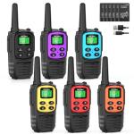 MaxTalker Walkie Talkies Long Range for Adults, Rechargeable Walkie Talkies 6 Pack with 22 FRS Channels, 2 Way Radios, NOAA, Li-ion Battery, LED Flashlight, VOX Gift for Family Hiking Camping